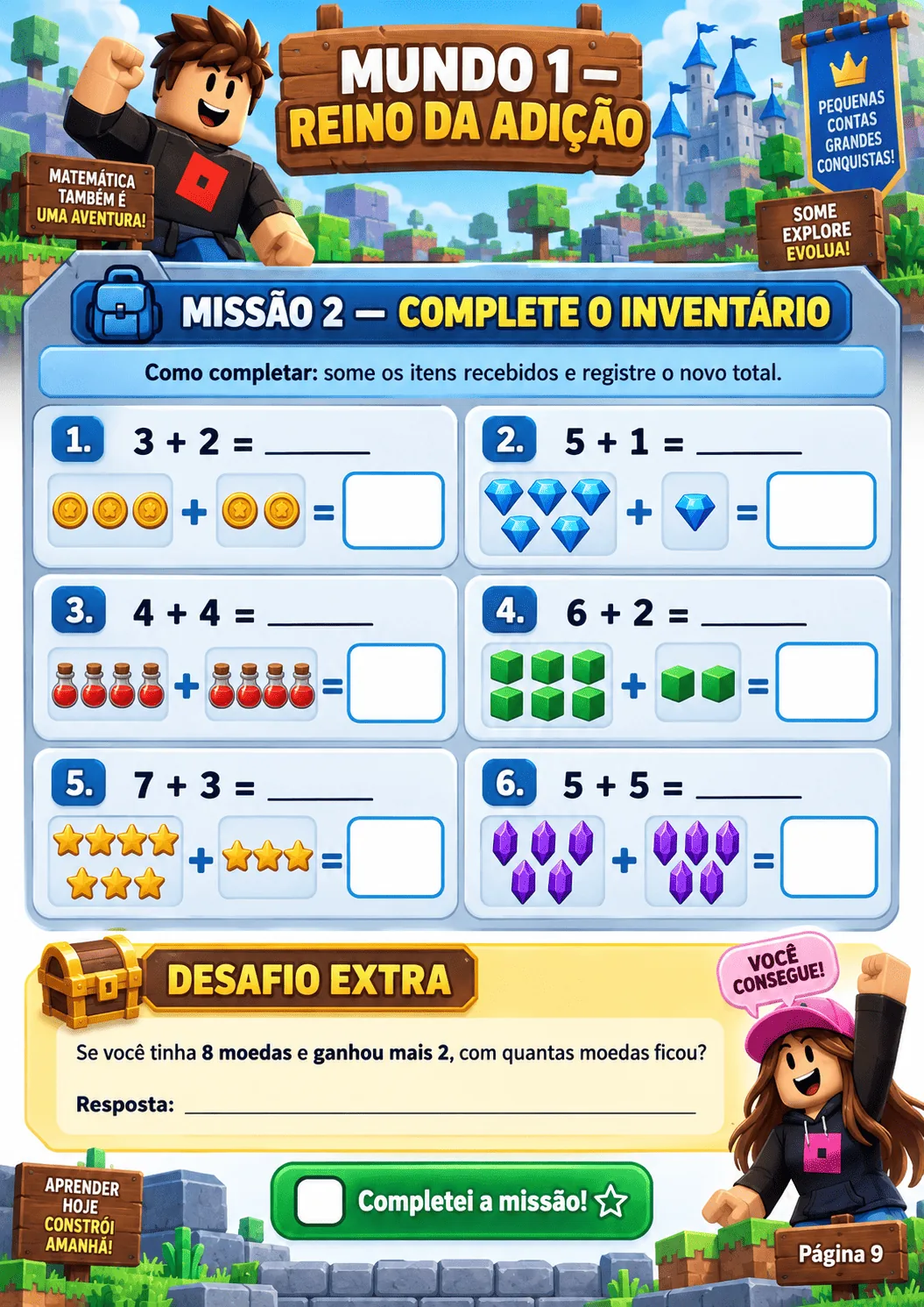 Página real 2 do Missão Matemática Roblox