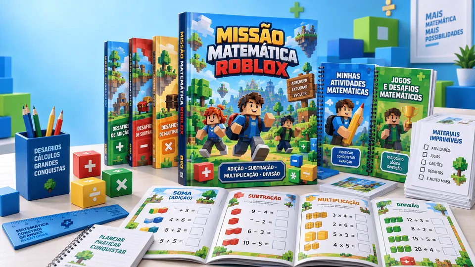 Missão Matemática Roblox — aprenda as 4 operações brincando